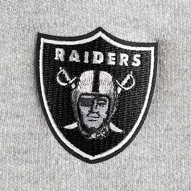 Women's Antigua Heather Gray Las Vegas Raiders Lightweight Jackpot Raglan Half-Zip Pullover Hoodie