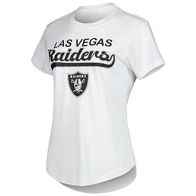 Women's Concepts Sport White/Charcoal Las Vegas Raiders Sonata T-Shirt & Leggings Sleep Set
