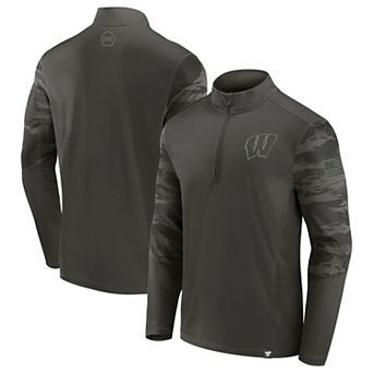 Men's Fanatics Branded Black Wisconsin Badgers OHT Military Appreciation Guardian Quarter-Zip Top