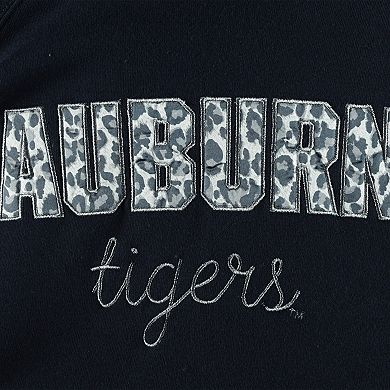 Women's Pressbox Navy Auburn Tigers Steamboat Animal Print Raglan Pullover Sweatshirt