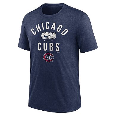 Men's Nike Heather Navy Chicago Cubs 2022 Field of Dreams Lockup Tri-Blend T-Shirt
