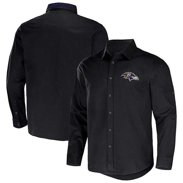 Men s NFL x Darius Rucker Collection by Fanatics Black Baltimore Ravens Convertible Twill Long Sleeve Button