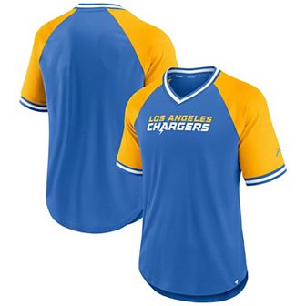 Men's Fanatics Branded Powder Blue Los Angeles Chargers Second Wind Raglan V-Neck T-Shirt