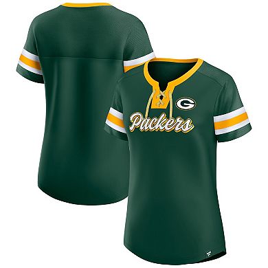 Women's Fanatics Branded Green Green Bay Packers Original State Lace-Up T-Shirt
