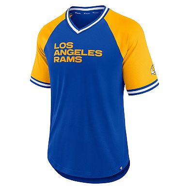 Men's Fanatics Branded Royal Los Angeles Rams Second Wind Raglan V-Neck T-Shirt