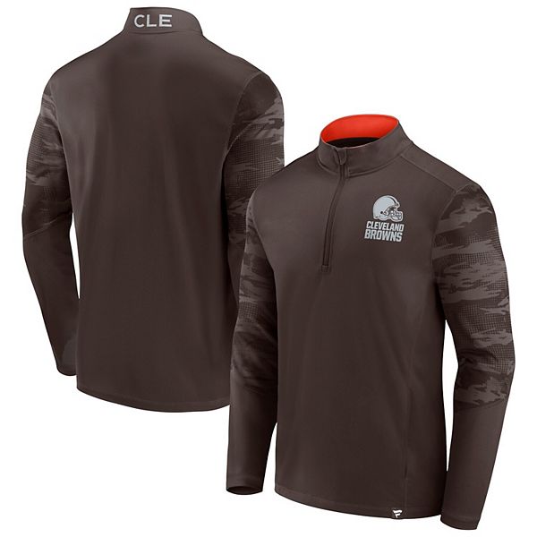 Men's Fanatics Branded Brown Cleveland Browns Ringer Quarter-Zip Jacket