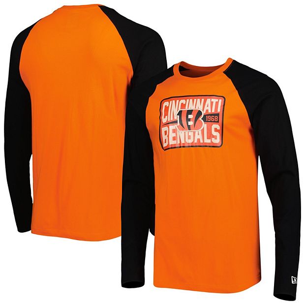 Men's New Era Orange Cincinnati Bengals Current Raglan Long Sleeve