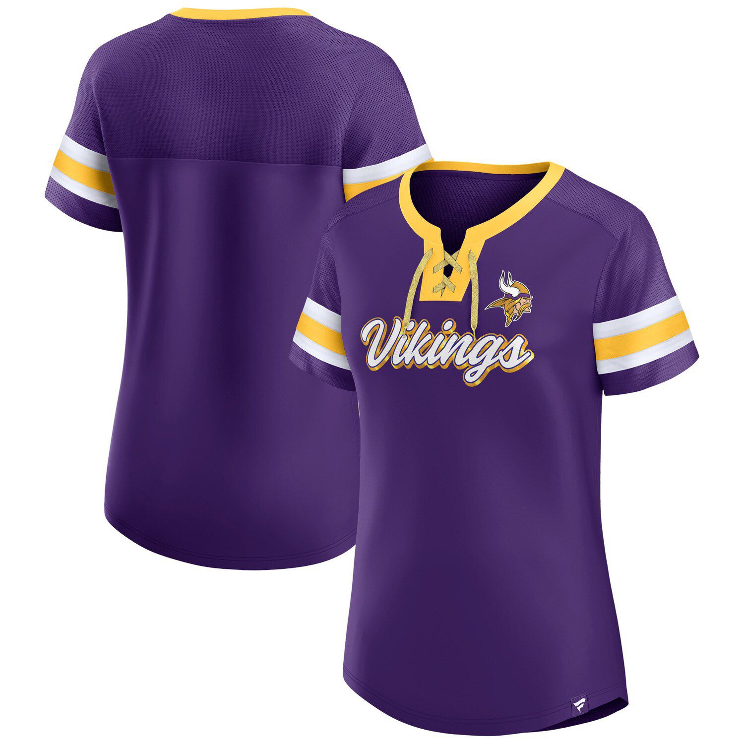 Women's Fanatics Branded Purple Minnesota Vikings Spirit Jersey Lace-Up V-Neck Long Sleeve T-Shirt