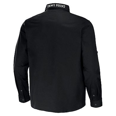 Men's NFL x Darius Rucker Collection by Fanatics Black Cleveland Browns Convertible Twill Long Sleeve Button-Up Shirt