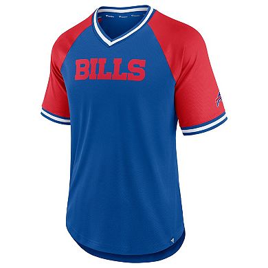 Men's Fanatics Branded Royal/Red Buffalo Bills Second Wind Raglan V-Neck T-Shirt