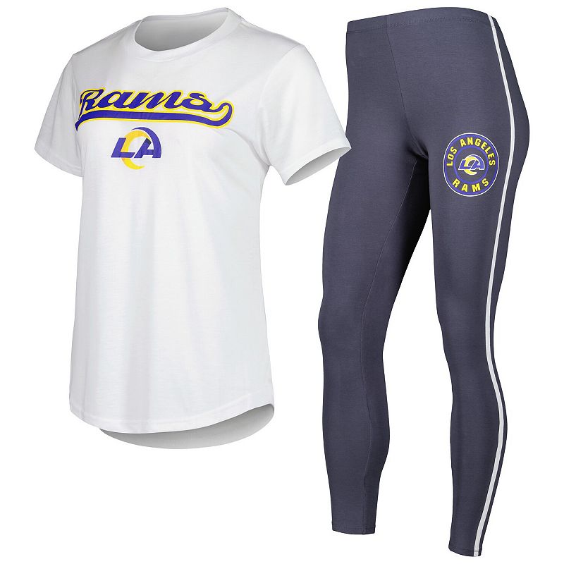 Womens Concepts Sport White/Charcoal Los Angeles Rams Sonata T-Shirt & Leg