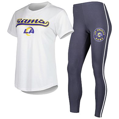 Women's Concepts Sport White/Charcoal Los Angeles Rams Sonata T-Shirt & Leggings Sleep Set