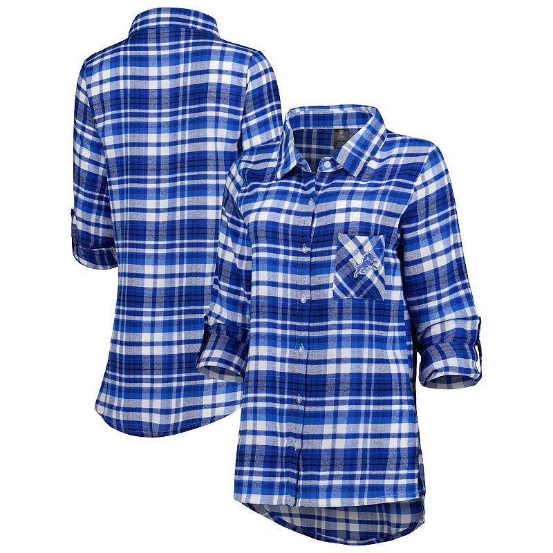 Womens Concepts Sport Blue/Black Detroit Lions Mainstay Flannel Full-Butto