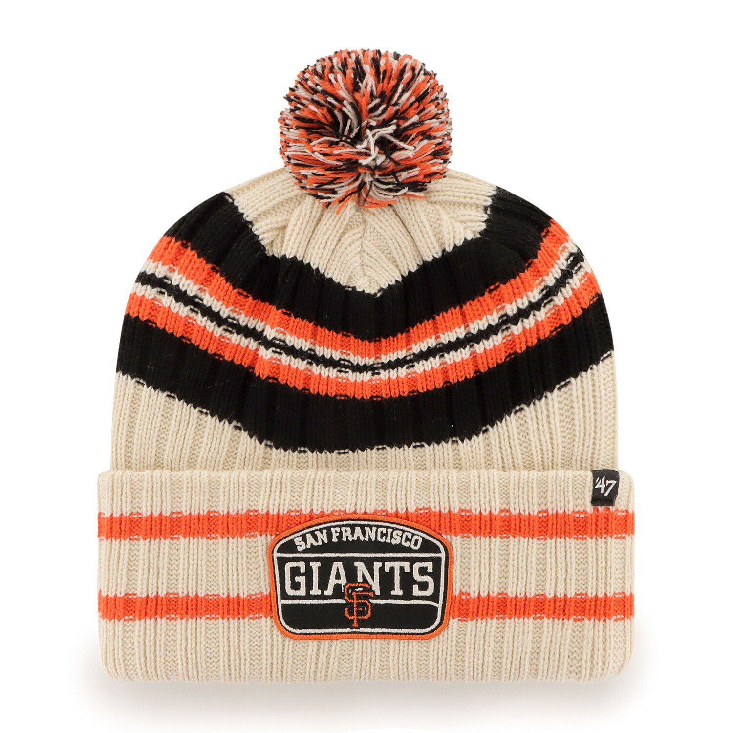 Men's '47 Royal New York Giants Bering Cuffed Knit Hat with Pom