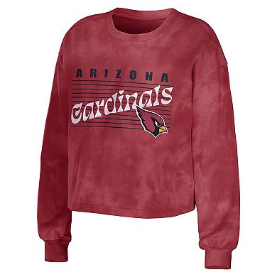 Women's WEAR by Erin Andrews Cardinal Arizona Cardinals Tie-Dye Cropped Pullover Sweatshirt & Shorts Lounge Set