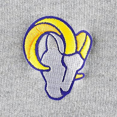 Women's Antigua Heather Gray Los Angeles Rams Lightweight Jackpot Raglan Half-Zip Pullover Hoodie