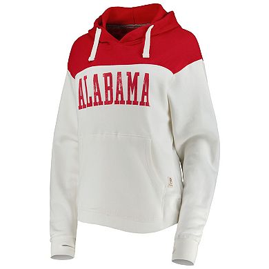 Women's Pressbox White/Crimson Alabama Crimson Tide Chicago 2-Hit Yoke Pullover Hoodie