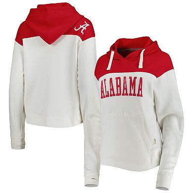 Women's Pressbox White/Crimson Alabama Crimson Tide Chicago 2-Hit Yoke Pullover Hoodie