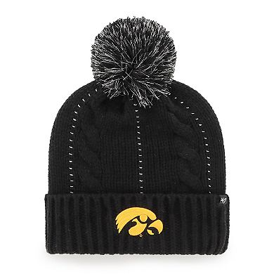 Women's '47 Black Iowa Hawkeyes Bauble Cuffed Knit Hat with Pom