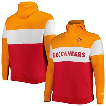 Men's New Era Red Tampa Bay Buccaneers Big & Tall Throwback Colorblock Raglan Pullover Hoodie
