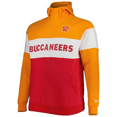 Men's New Era Red Tampa Bay Buccaneers Big & Tall Throwback Colorblock Raglan Pullover Hoodie