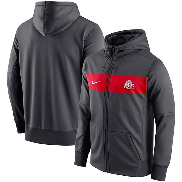 Men's Nike Anthracite Ohio State Buckeyes Logo Performance Full-Zip Hoodie