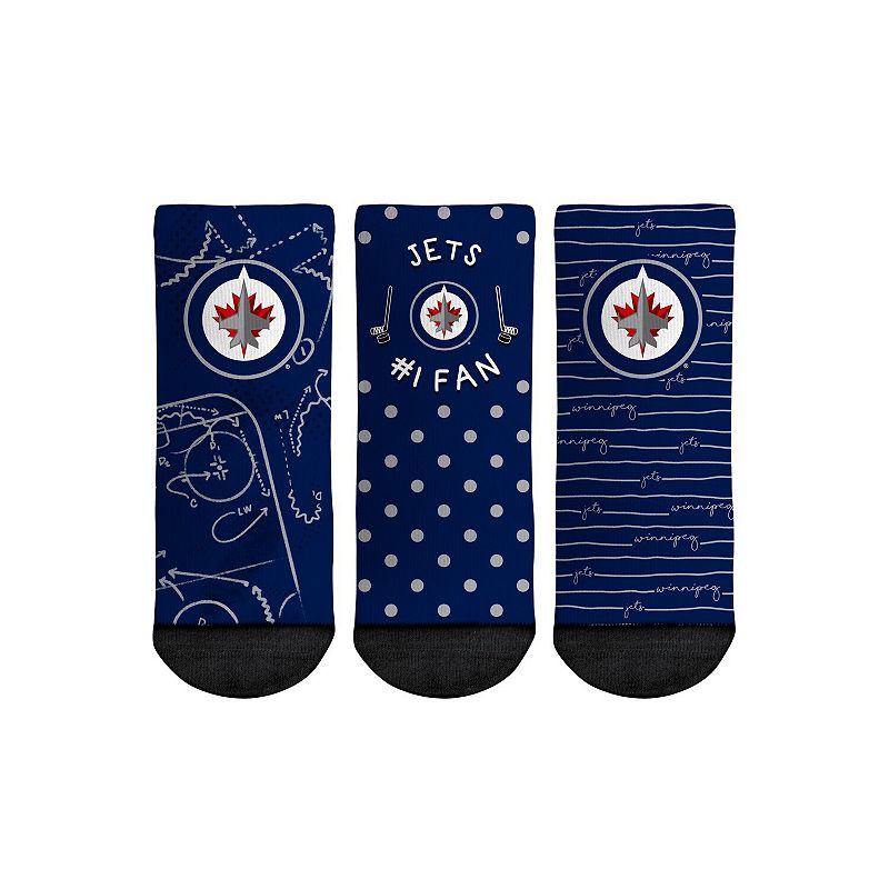 Toddler Rock Em Socks Winnipeg Jets #1 Fan 3-Pack Crew Socks Set, Toddler U