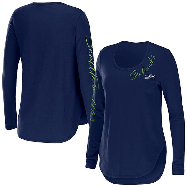 Seattle Seahawks WEAR By Erin Andrews Women's Long Sleeve Button-Up Shirt -  Denim