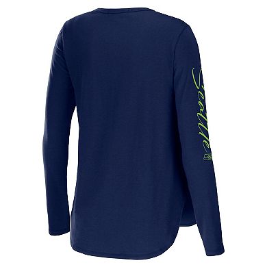 Women's WEAR by Erin Andrews College Navy Seattle Seahawks Team Scoop Neck T-Shirt
