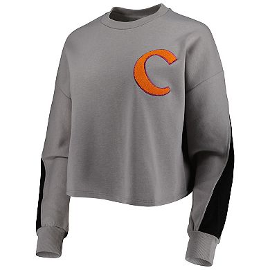 Women's Gameday Couture Gray Clemson Tigers Back To Reality Colorblock Pullover Sweatshirt