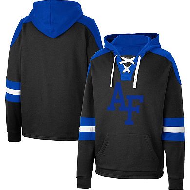 Men's Colosseum Black Air Force Falcons Lace-Up 4.0 Pullover Hoodie