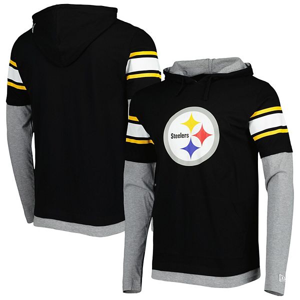 Men's New Era Black Pittsburgh Steelers Long Sleeve Hoodie T-Shirt