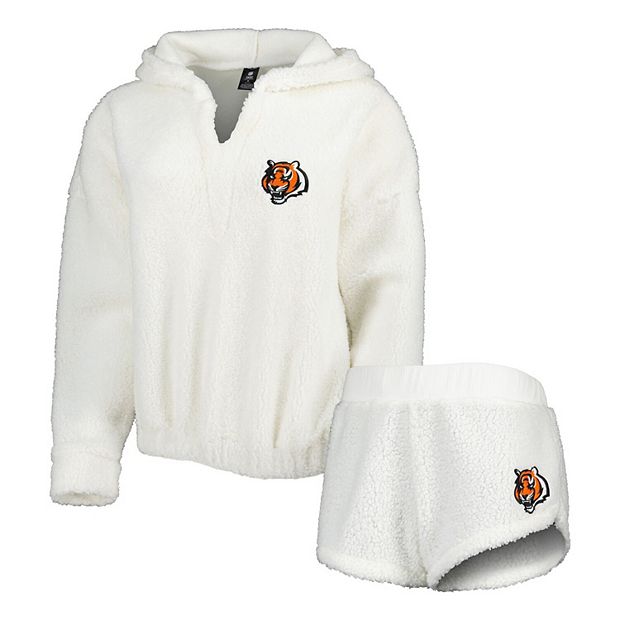 Women's Concepts Sport Cream Cincinnati Bengals Fluffy Hoodie Top & Shorts  Set
