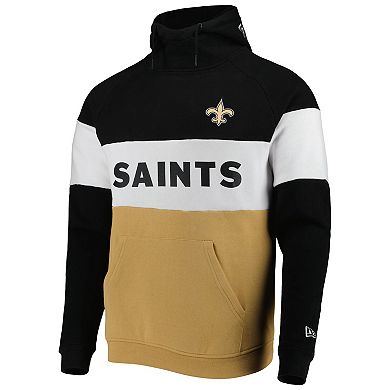 Men's New Era Gold/Black New Orleans Saints Colorblock Current Pullover Hoodie