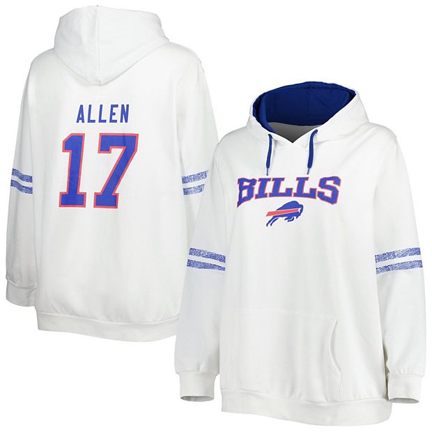 Women's Josh Allen White/Royal Buffalo Bills Plus Size Name & Number  Pullover Hoodie