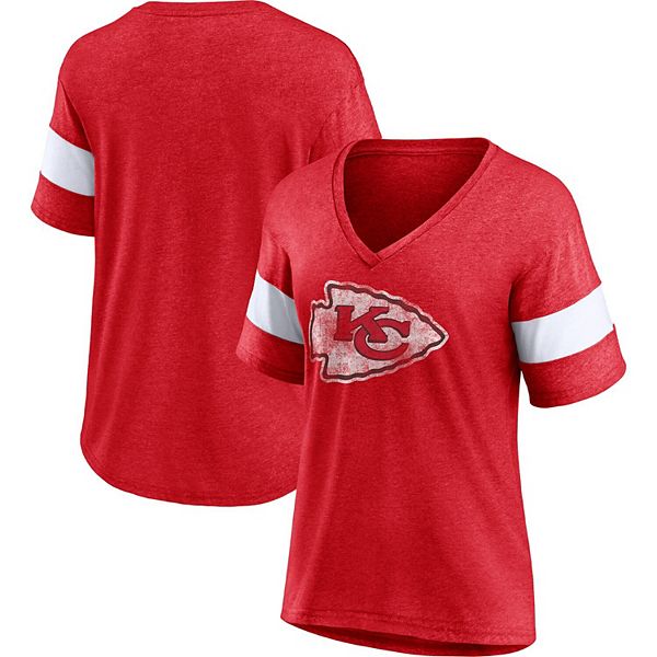 Women's Fanatics Branded Heather Red Kansas City Chiefs Logo Tri-Blend ...
