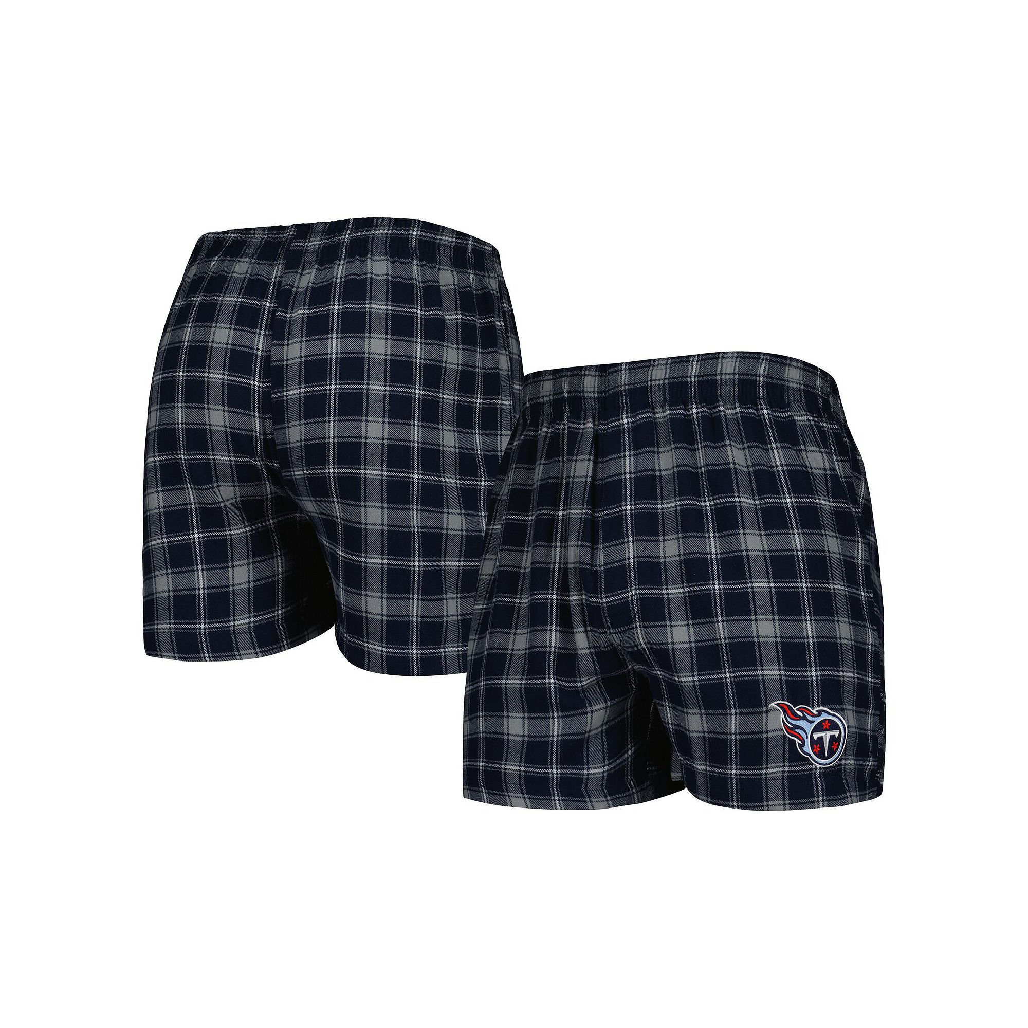Mens Concepts Sport Navy/Gray Tennessee Titans Ledger Flannel Boxers, Size
