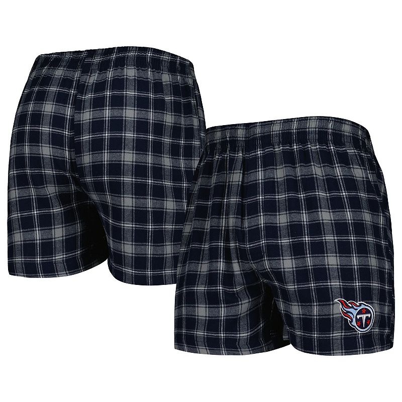Mens Concepts Sport Navy/Gray Tennessee Titans Ledger Flannel Boxers, Size