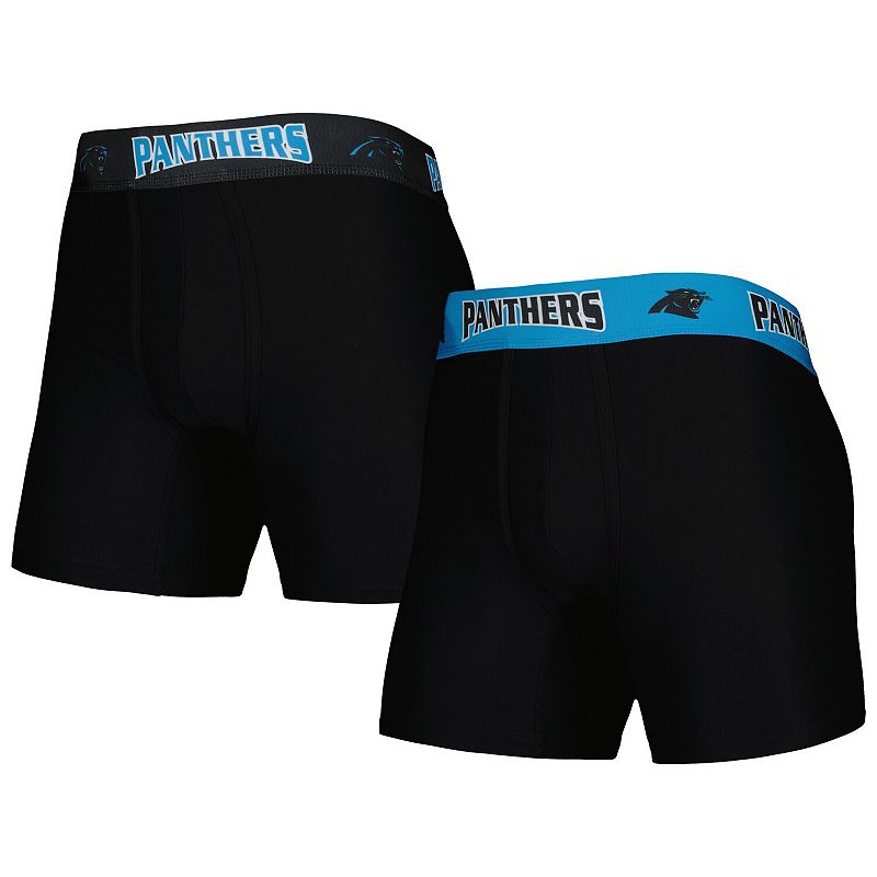 Mens Concepts Sport Black/Blue Carolina Panthers 2-Pack Boxer Briefs Set, 