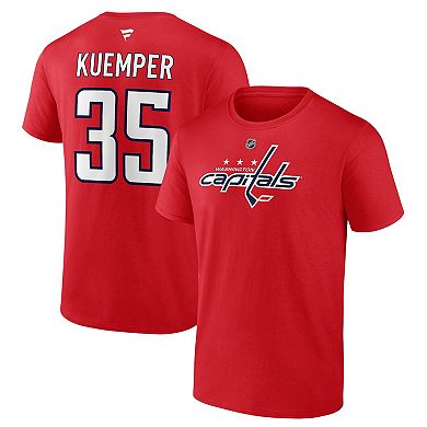 Men's Fanatics Branded Darcy Kuemper Red Washington Capitals Authentic Stack Name & Number T-Shirt
