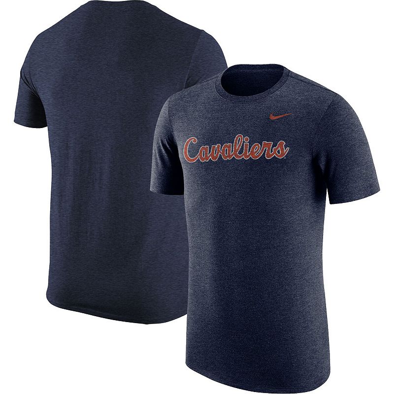 Mens Nike Heathered Navy Virginia Cavaliers Vintage Logo Tri-Blend T-Shirt