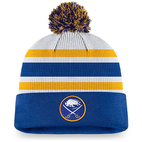 Men's Fanatics Branded Royal/Gold St. Louis Blues Authentic Pro Rink Cuffed  Knit Hat with Pom - OSFA