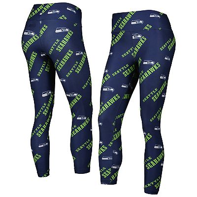 Women s Concepts Sport College Navy Seattle Seahawks Breakthrough Allover Print Lounge Leggings
