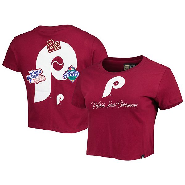 Philadelphia Phillies New Era Women's Plus Size 2-Hit Front Knot T-Shirt -  Red