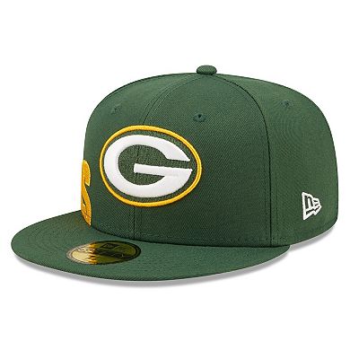 Men's New Era Green Green Bay Packers Side Split 59FIFTY Fitted Hat