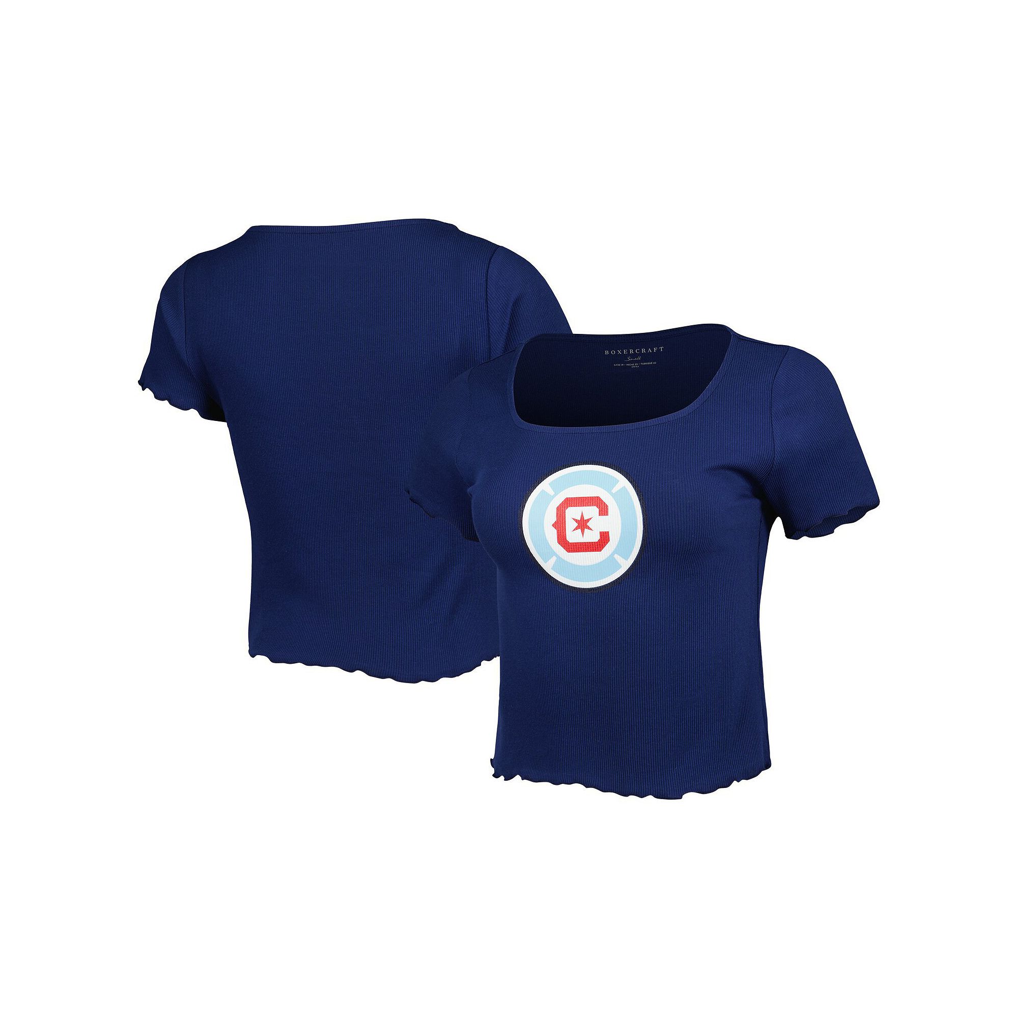 Womens Navy Chicago Fire Baby Rib T-Shirt, Size: Small, Cfs Blue