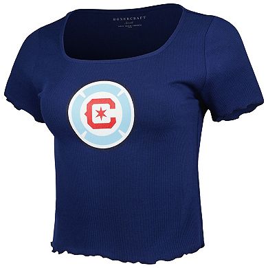 Women's Navy Chicago Fire Baby Rib T-Shirt