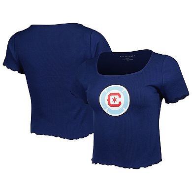 Women's Navy Chicago Fire Baby Rib T-Shirt