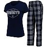 Women's Concepts Sport Navy/Gray Dallas Cowboys Badge T-Shirt & Pants Sleep Set
