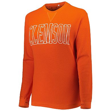 Women's Pressbox Orange Clemson Tigers Surf Plus Size Southlawn Waffle-Knit Thermal Tri-Blend Long Sleeve T-Shirt